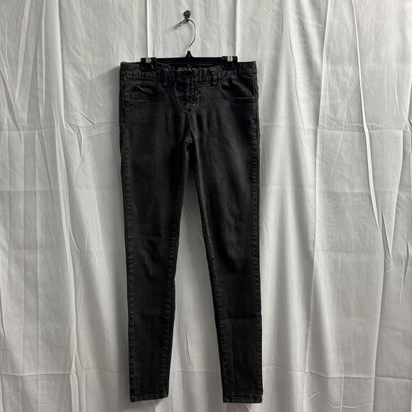 4th and Bleeker for Billabong 2013 black lace up low rise skinny jeans Size 28 - Picture 3 of 9